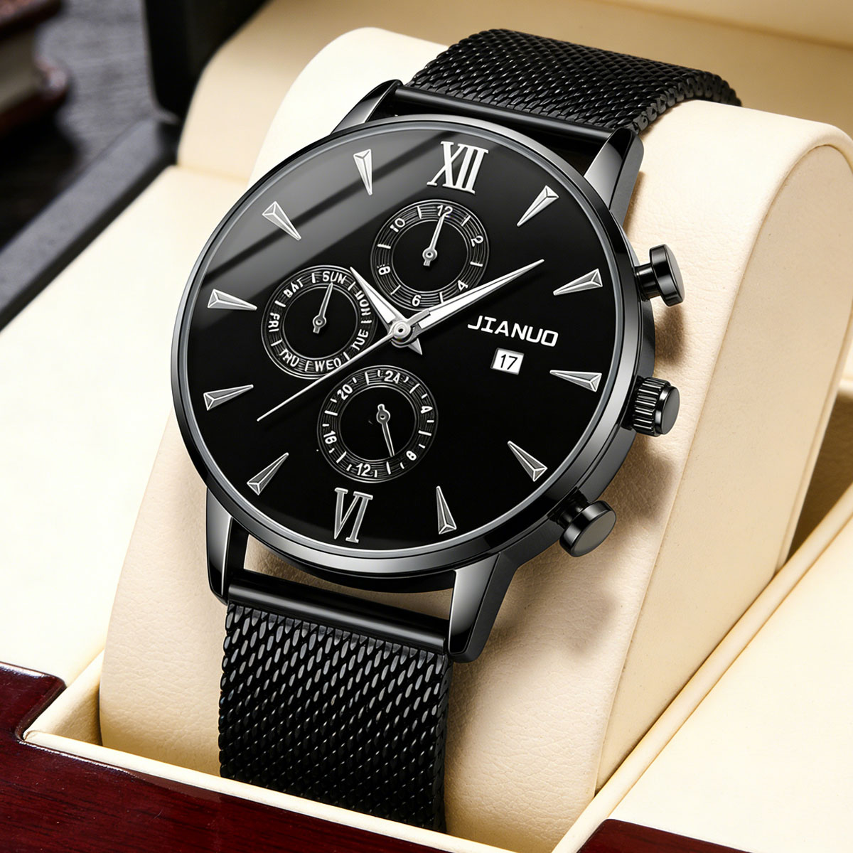 Stainless Mesh Band - Modny męski zegarek kwarcowy z siatkowym