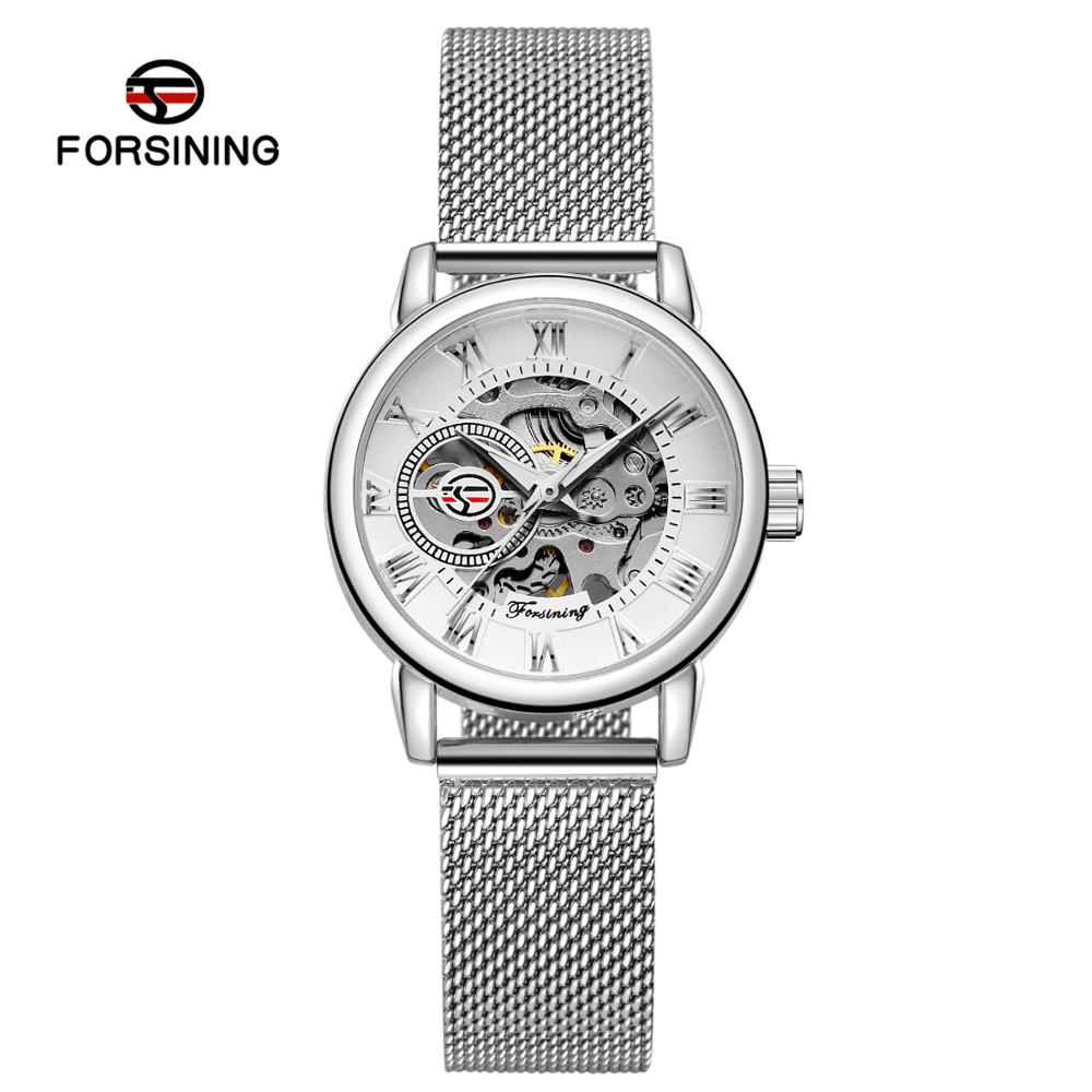 Stainless Mesh Band - Reloj Mujer FORSINING modny damski zegarek