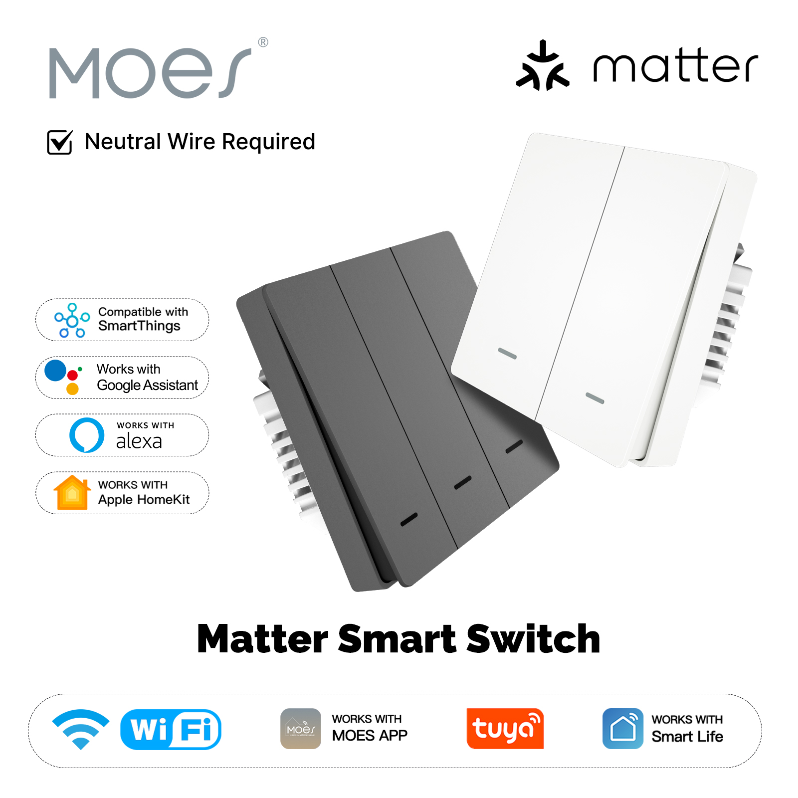 Smart Accessories - MOES Matter Tuya WiFi inteligentny przełącznik
