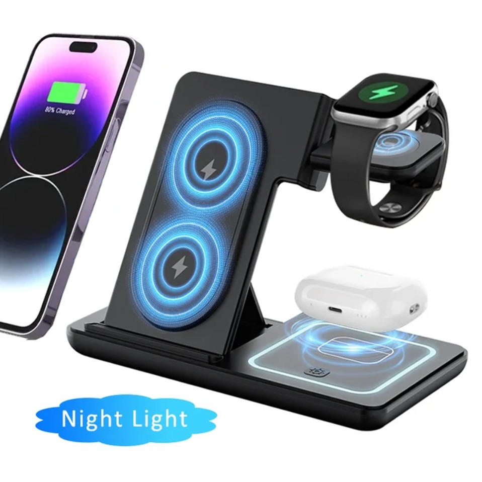 Wireless Charger Watch - Nocna lampka LED 3 w 1