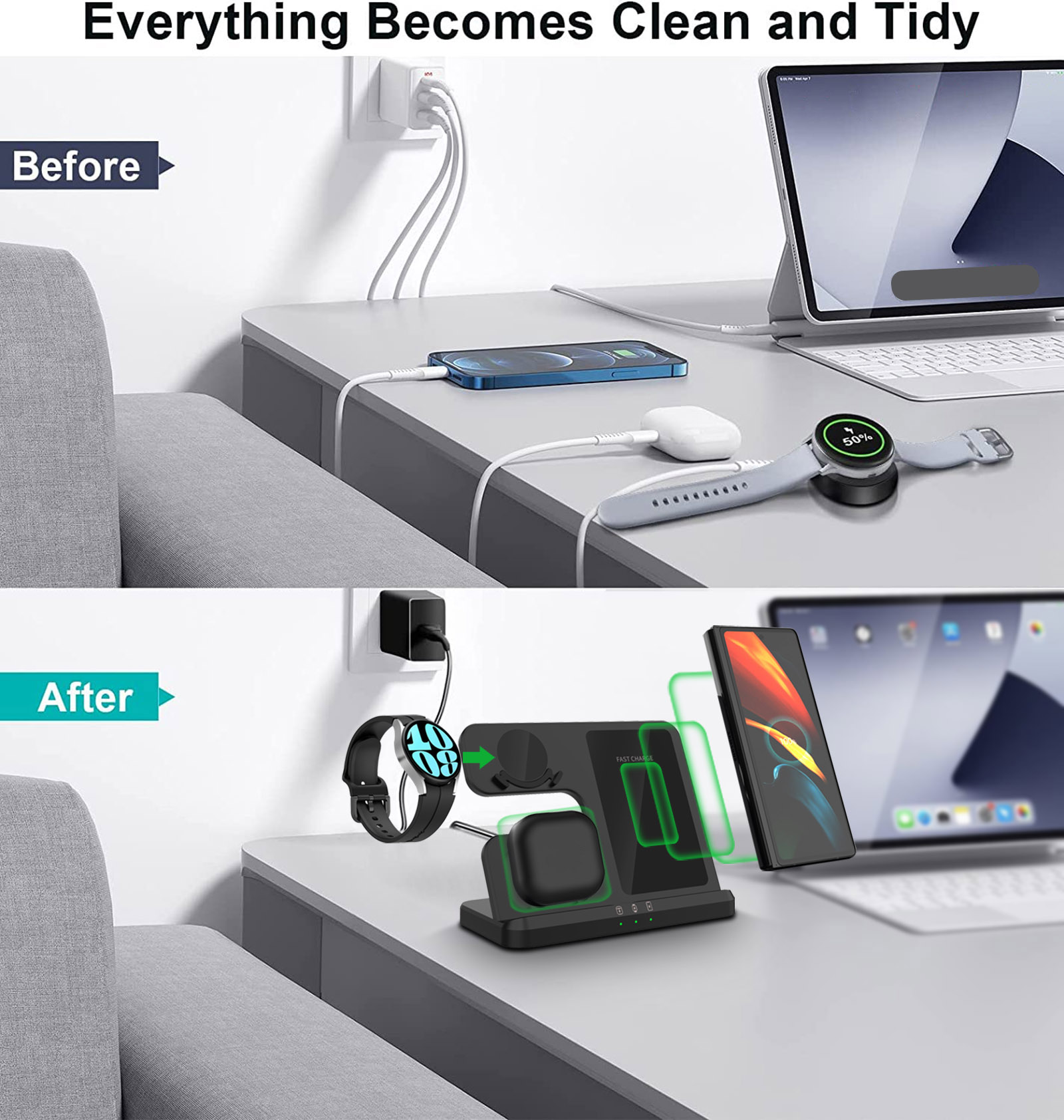 Bezprzewodowa ładowarka 3 w 1, – Wireless Charger Watch recenzja i cena
