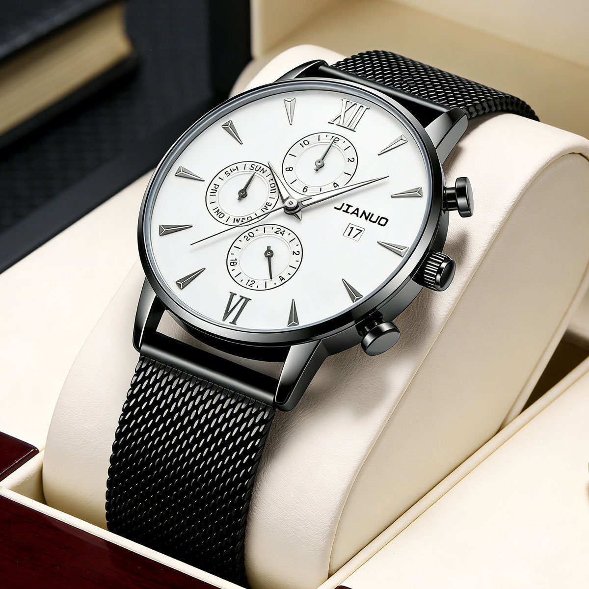 Modny męski zegarek kwarcowy z – Stainless Mesh Band recenzja i cena