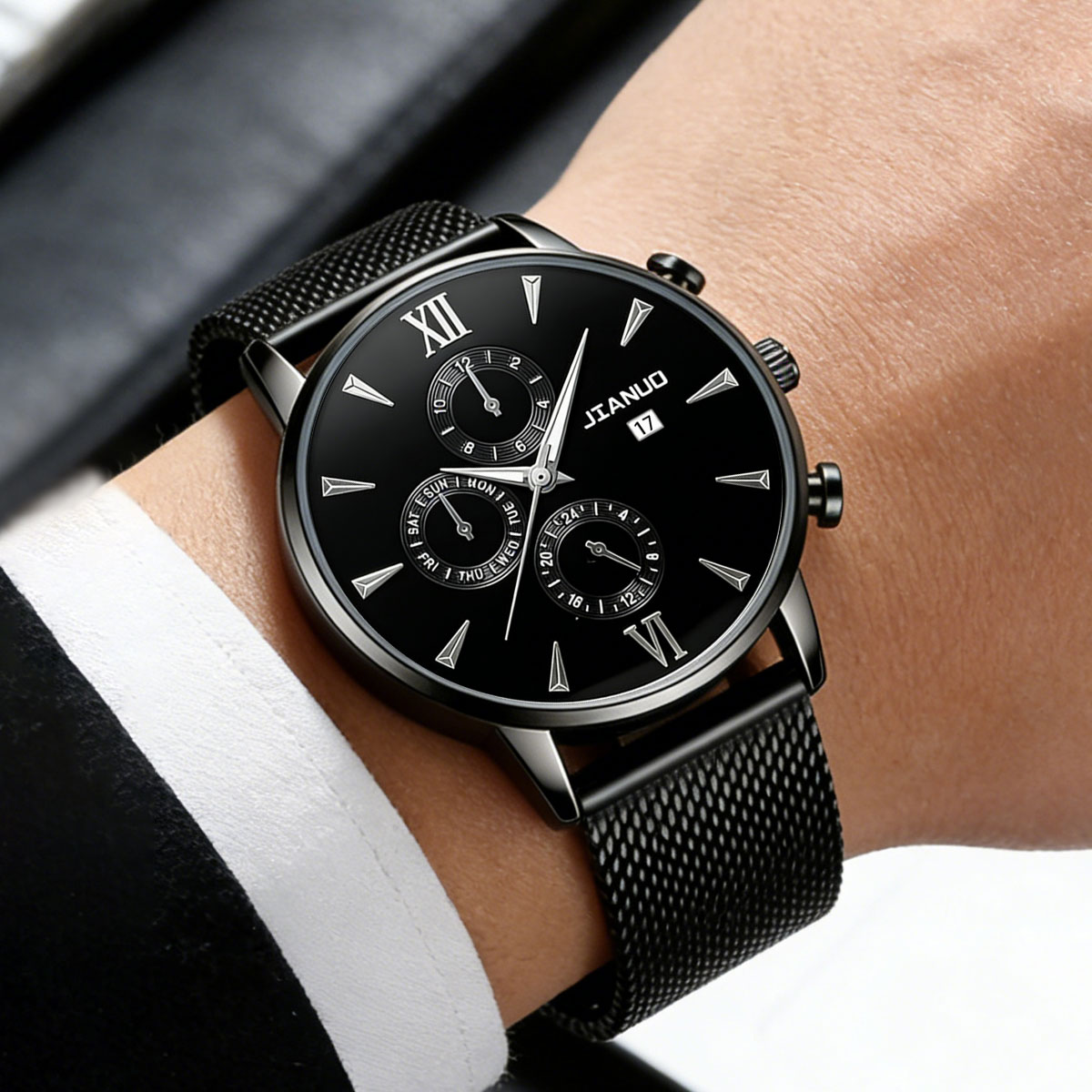 Modny męski zegarek kwarcowy z – Stainless Mesh Band recenzja i cena
