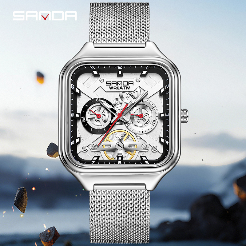 Zegarek męski SANDA 9085, modn – Stainless Mesh Band recenzja i cena