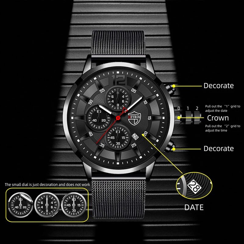 DEYROS moda męska minimalistyc – Stainless Mesh Band recenzja i cena