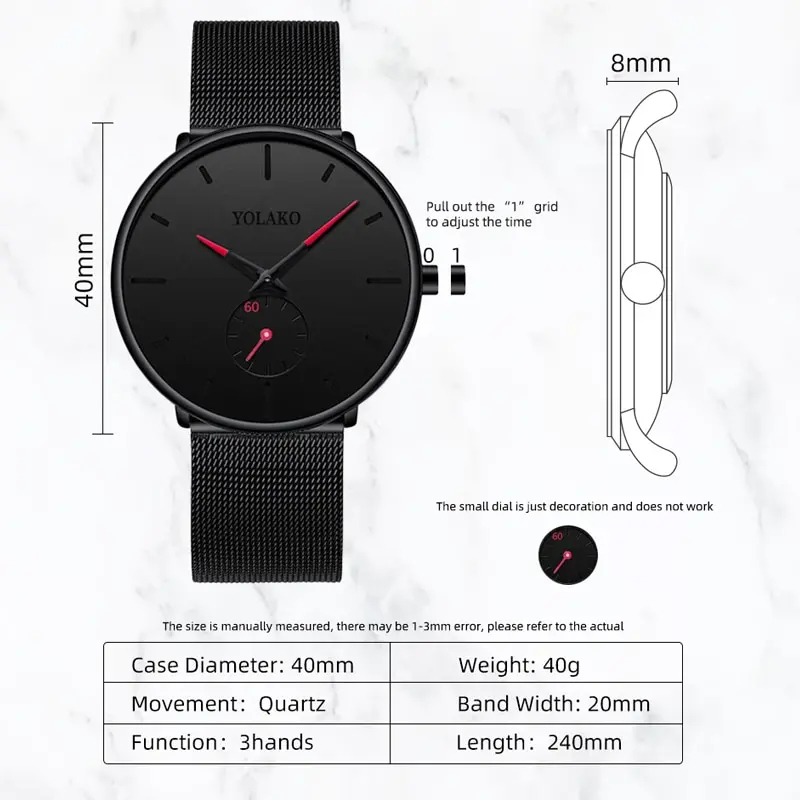 YOLAKO moda męska minimalistyc – Stainless Mesh Band recenzja i cena